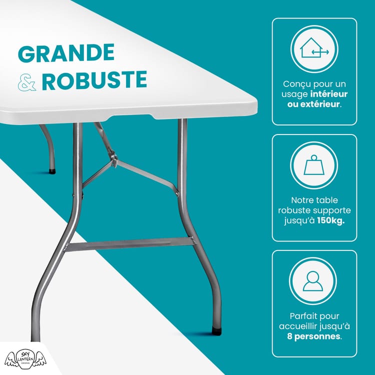 Table pliante multi-fonction 180x70x74 cm