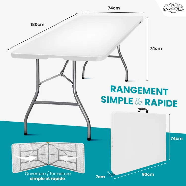 Table pliante multi-fonction 180x70x74 cm